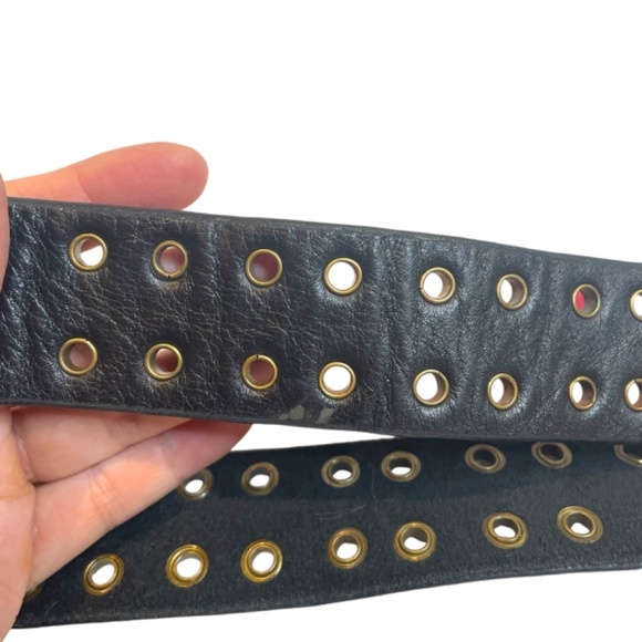 Leather Belt With Metal Grommets - Picture 3 of 6